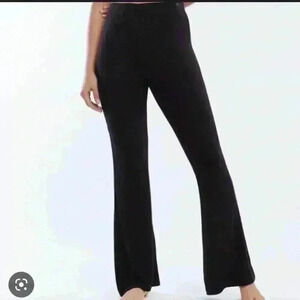 Savage x Fenty Ribbed Flare Bottom High Waist Black Stretch Lounge Yoga Pants